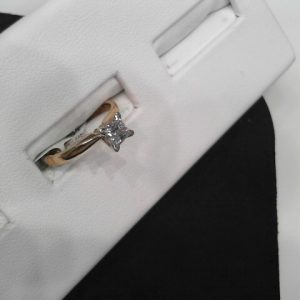 Lady's Yellow 14 Karat Engagement Ring Size 7 one 0.25ct Princess