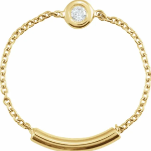 14K Yellow .02 CT Natural Diamond Bezel-Set Chain Ring Size 7Weight:                             	0.354 DWT (0.55 grams)Approx. Finger Size:	                7Brand Name:                   	302Collection:                         	UtilityMateria