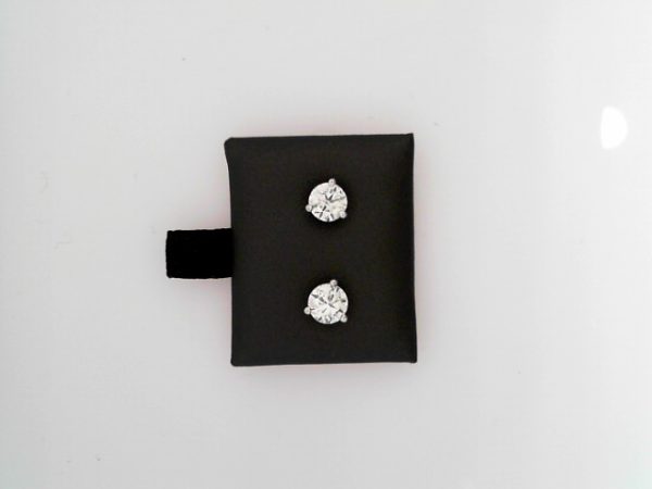 Lady's White Polished 14 Karat Stud Earrings 2=1.03tw Round I/J I1 Diamonds DIAMOND WT: 1.03