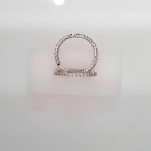 Lady's White Polished 14 Karat Small Hoop Earrings DIAMOND WT: 1.00