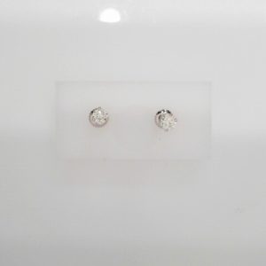 14K WHITE C 0.78CT 3 PRONG MARTINI RD SCREW BACK 4.30MM