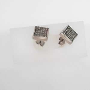 STAINLESS STEEL & 1/4 CTW DIAMOND EARRING