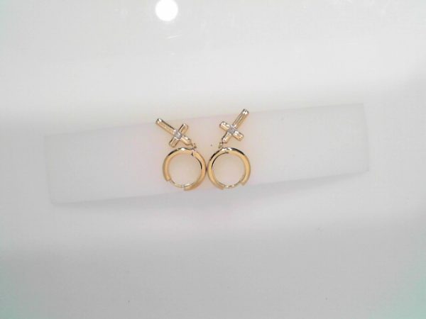 DIAMOND CROSS EARRINGS 14K-YG OVER SLIVER