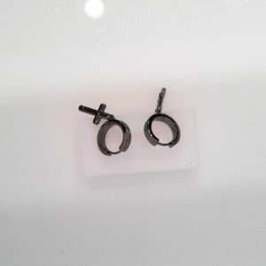 BLK DIAMOND EARRINGS BLK FINISH IN SLIVER
