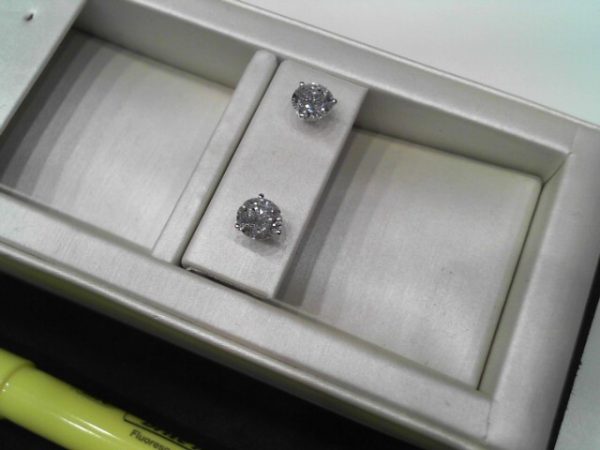 White 14 Karat Lab Grown Diamond Earrings = 2.00Tw Round Diamonds