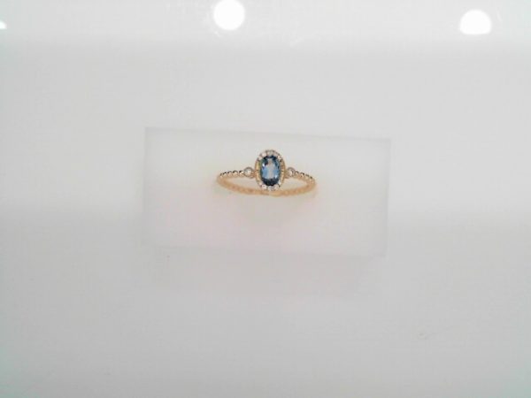 14K YELLOW GOLD DIAMOND & BLUE TOPAZ RINGDTW=0.07 EACH