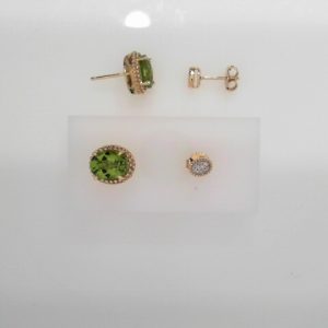 COLORE 14K YELLOW DIAMOND PERIDOT EARRING DTW=0.06