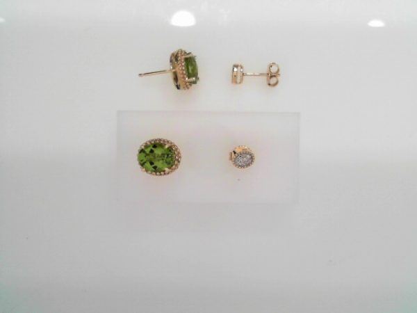 COLORE 14K YELLOW DIAMOND PERIDOT EARRING DTW=0.06