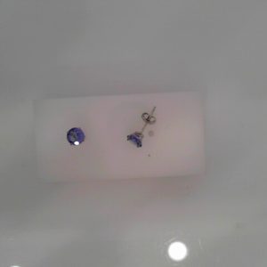 14 K WG.80 ctw TANZANITE STUD EARRING 5 MM RD