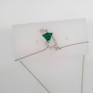 14 K WG Diamond & Green Quartz Pendant