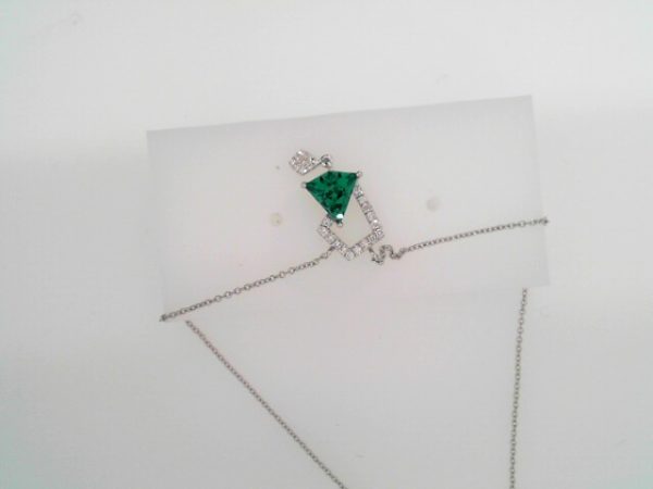 14 K WG Diamond & Green Quartz Pendant