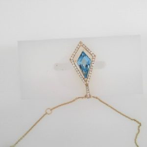 14 K   Yellow Gold Diamond & Blue Topaz Pendanttopaz - 1.27ct