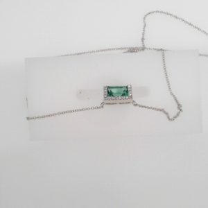 14 Karat White Gold Diamond & Green Quartz Pendant