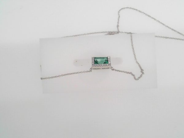 14 Karat White Gold Diamond & Green Quartz Pendant