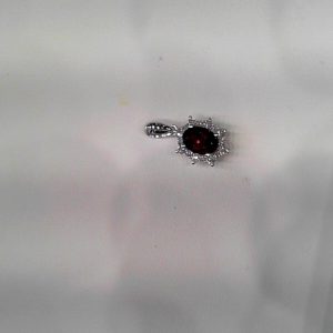 10K WG 7*5 OVAL GARNET 1/5TW DIA NECKLACE/PENDANT