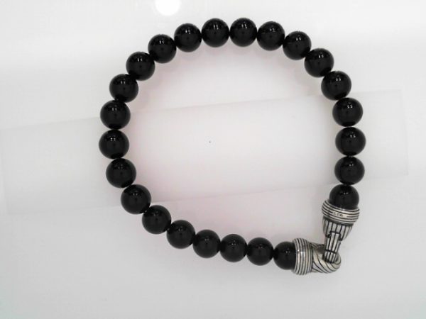8MM ONYX BEAD BRAC W/SILV CLASP