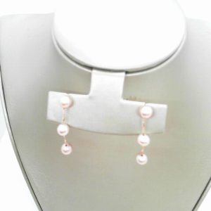 14K ROSE GOLD NATURAL PINK FRESH WATER PEARL EARRINGCENTER: 6-6.5MM SEMI ROUND