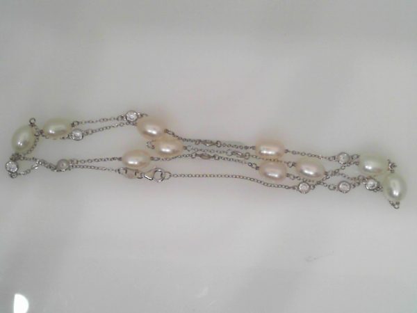 SS FRESH WATER /CZ PEARL NECKLACE 24"