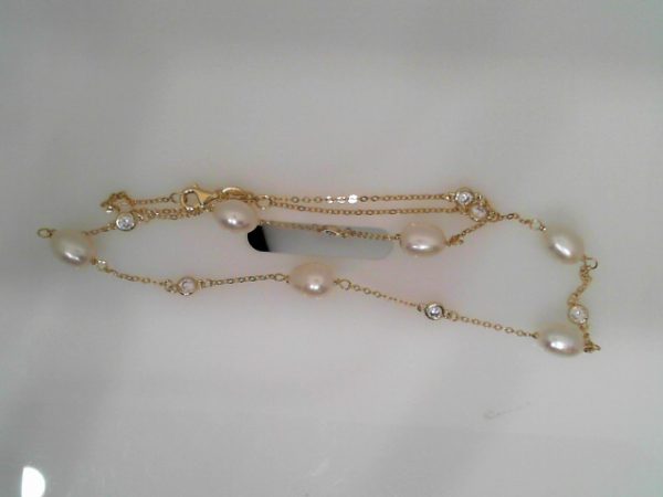 SS YG FRESHWATER/CZ PEARL NECK 16+2