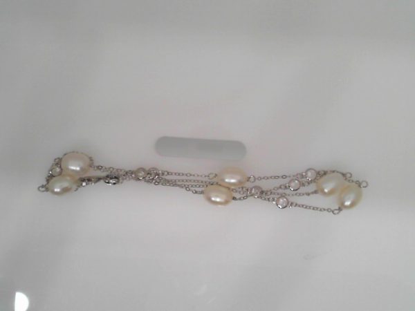 SS FRESH WATER /CZ PEARL NECKLACE 16"+2"