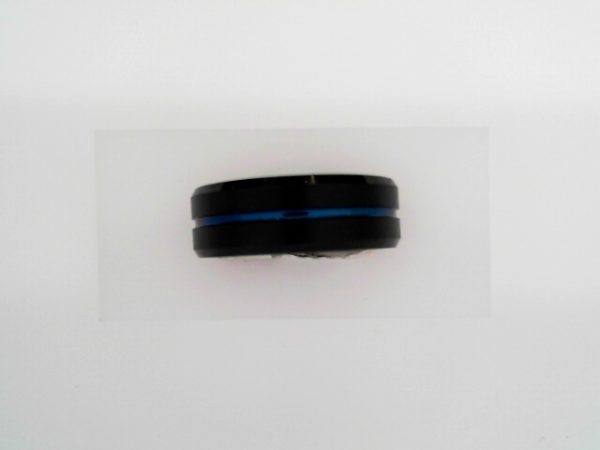 Black & Blue PVD Tungsten 8 mm Grooved Band Size 10