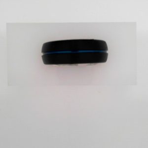 Black & Blue PVD Tungsten 8 mm Grooved Band Size 10