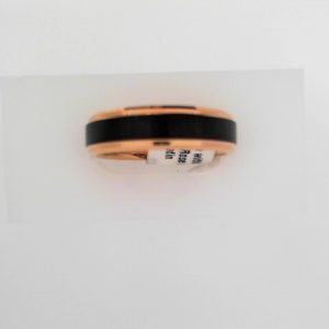 18K Rose Gold PVD & Black PVD Tungsten 6 mm Size 10 Band with Satin Finish