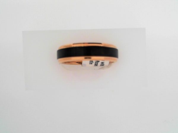 18K Rose Gold PVD & Black PVD Tungsten 6 mm Size 10 Band with Satin Finish