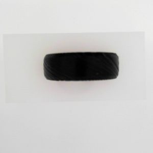 Damascus Steel Flat Black Patterned Band Size 10