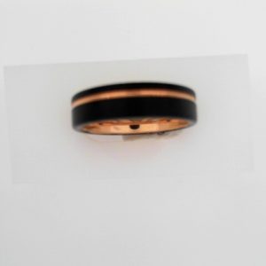 Black & 18K Rose Gold PVD Tungsten 6 mm Band Size 10