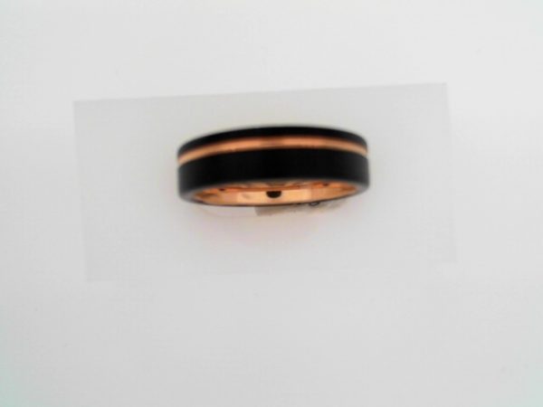 Black & 18K Rose Gold PVD Tungsten 6 mm Band Size 10