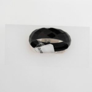 Black PVD Titanium 6 mm Faceted Band Size 10