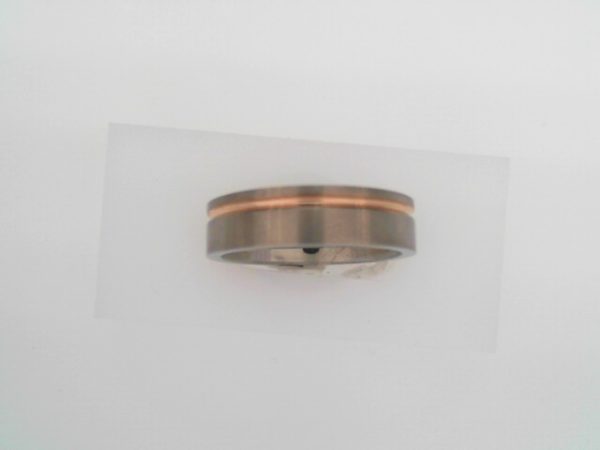 Titanium & 18K Rose Gold PVD 6 mm Grooved Band Size 10