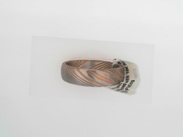 18K Rose Gold PVD Damascus Steel 6 mm Patterned Half Round Band Size 11
