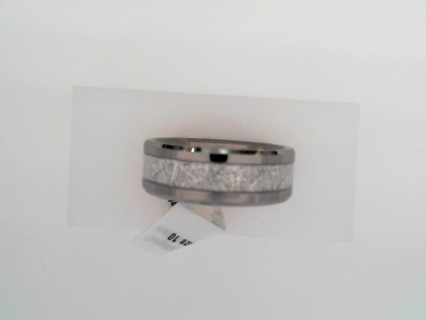 Tungsten Band with Imitation Meteorite Inlay Size 10