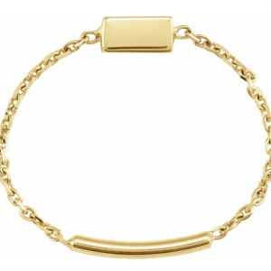 14K Yellow Bar Chain Ring Size 6Weight:                       	0.405 DWT (0.63 grams)Approx. Finger Size:	                6Brand Name:                  	302Collection:                   	UtilitySelling Unit of Measure:	EAGender:          	La