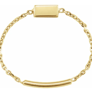 14K Yellow Bar Chain Ring Size 8Weight:                      	0.418 DWT (0.65 grams)Approx. Finger Size :	8Brand Name:	                302Collection:                        	UtilitySelling Unit of Measure:	EAGender:                        	L