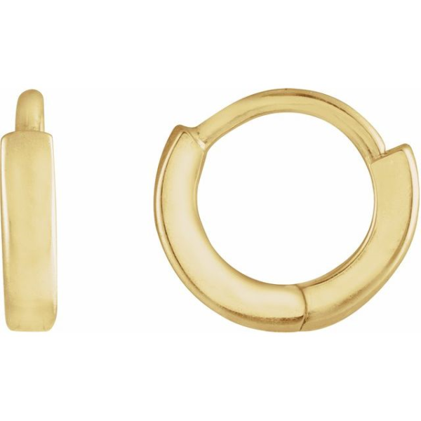 Lady's Yellow 14 Karat Huggie Earrings

Weight:	0.5598 DWT (0.87 grams)
Brand Name:	302
Collection:	Essentials
Earring Type:	Hoop
Earring Post Type:	Ear Wire
Earring Back Type Included:	Hinged
Earring Dimensions:	8x8 mm
Thickness:	1.65 mm