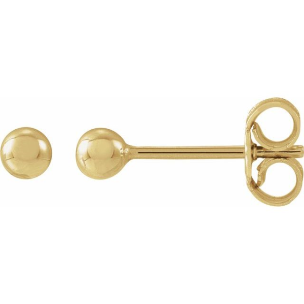 Weight:	0.2432 DWT (0.38 grams)
Solidity:	Hollow
Sold By:	Pair
Weight Description:	Standard Weight
Surface Finish:	Polished
Plating Type:	N/A
Prong Count:	N/A
Primary Prong Style:	N/A
Earring Dimensions:	3x3 mm
Post Thickness:	.027 In
Post Lengt