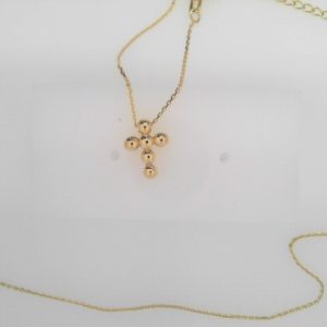 SMALL BEAD CROSS ADJ NECKLACE TOTAL WEIGHT = 2.53 GRAMS LENGTH = 18"