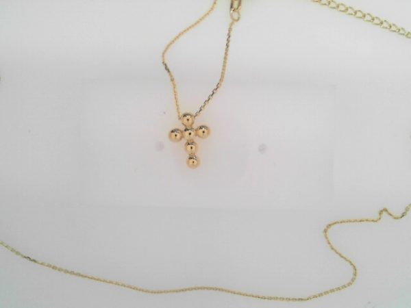 SMALL BEAD CROSS ADJ NECKLACE TOTAL WEIGHT = 2.53 GRAMS LENGTH = 18"