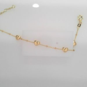 ADJ SATURN BRACELET WITH/ PUFF HEARTS STATIONS TOTAL WEIGHT = 1.88 GRAMS