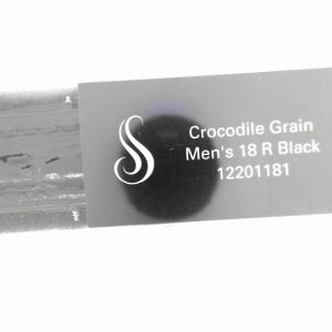 18 mm Regular Black Leather Crocodile Grain Semi-Padded Watch Band