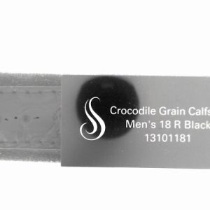 18 mm Regular Black Leather Crocodile Grain Padded Watch Band