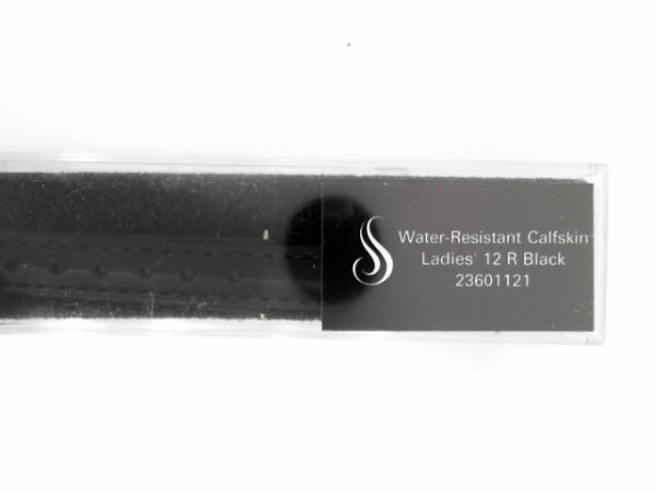 12 mm Regular Black Leather Water-Resistant Padded Watch Band