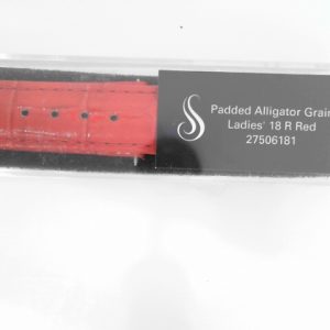 18 mm Regular Red Leather Alligator Grain Padded Watch Band