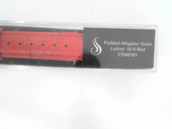 18 mm Regular Red Leather Alligator Grain Padded Watch Band