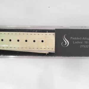 18 mm Regular Cream Leather Alligator Grain Padded Watch Band