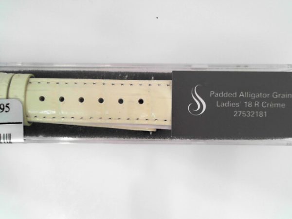 18 mm Regular Cream Leather Alligator Grain Padded Watch Band
