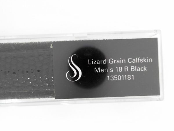 18 mm Regular Black Leather Lizard Grain Padded Watch Band